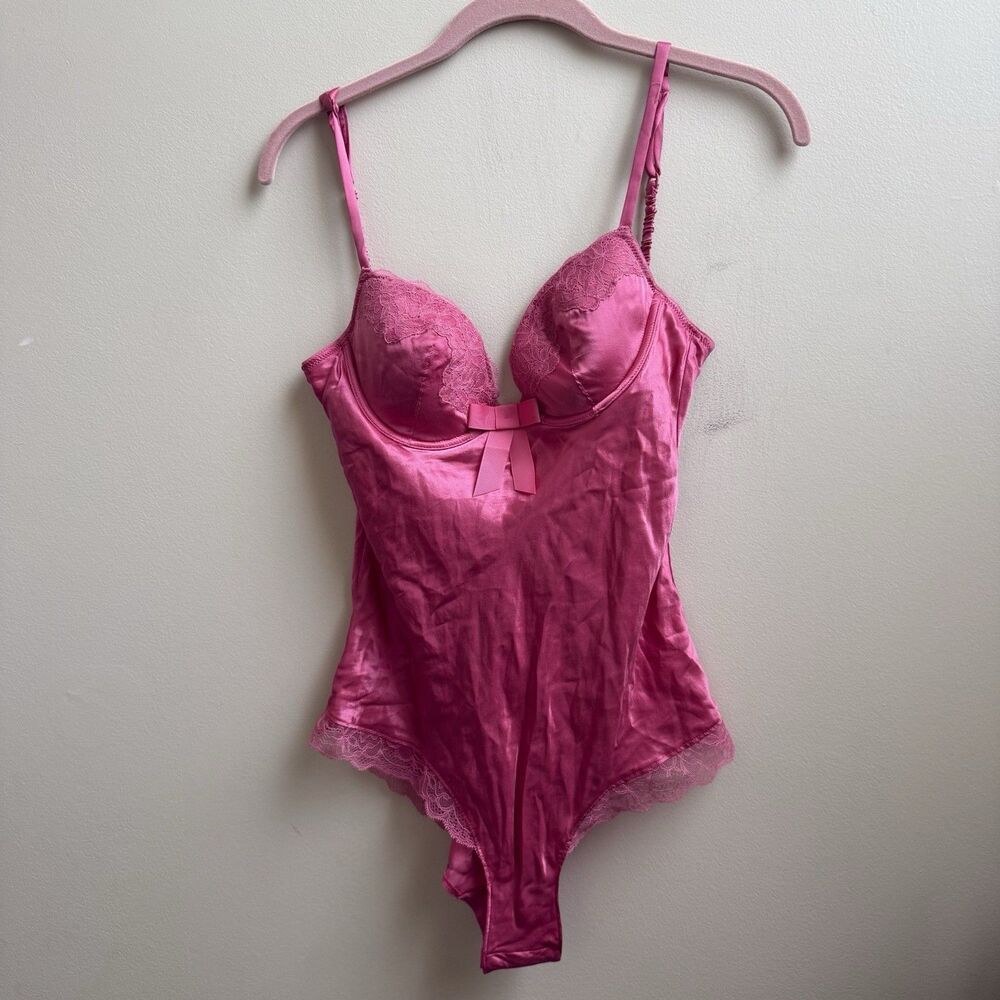 Victoria's Secret Very Sexy 100%  Silk Pink Teddy Bodysuit 34C